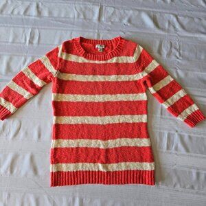 Size Medium Old Navy Coral & White Striped 3/4 Sleeve Sweater